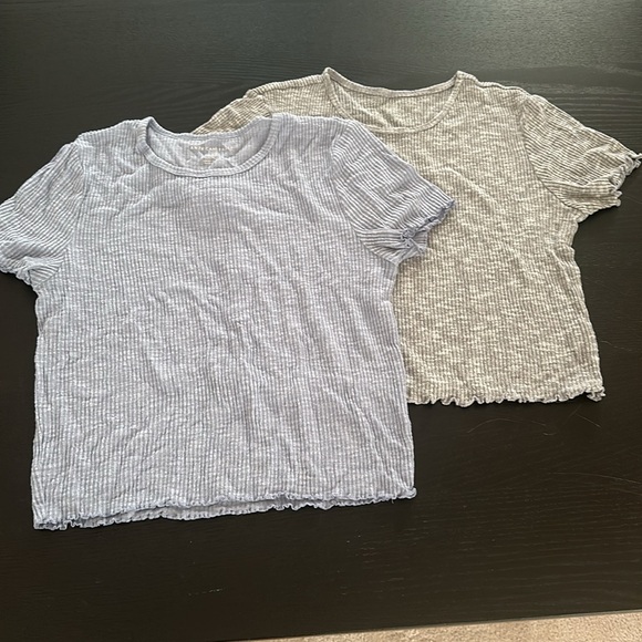 Two American Eagle, lettuce, edge, T-shirts women’s size medium. Very soft. - Picture 1 of 7